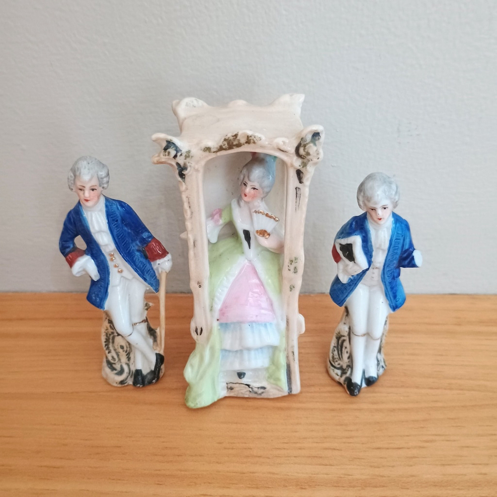 Vintage Grafenthal? Germany 18200 Porcelain Figurines Victorian Man Woman READ
